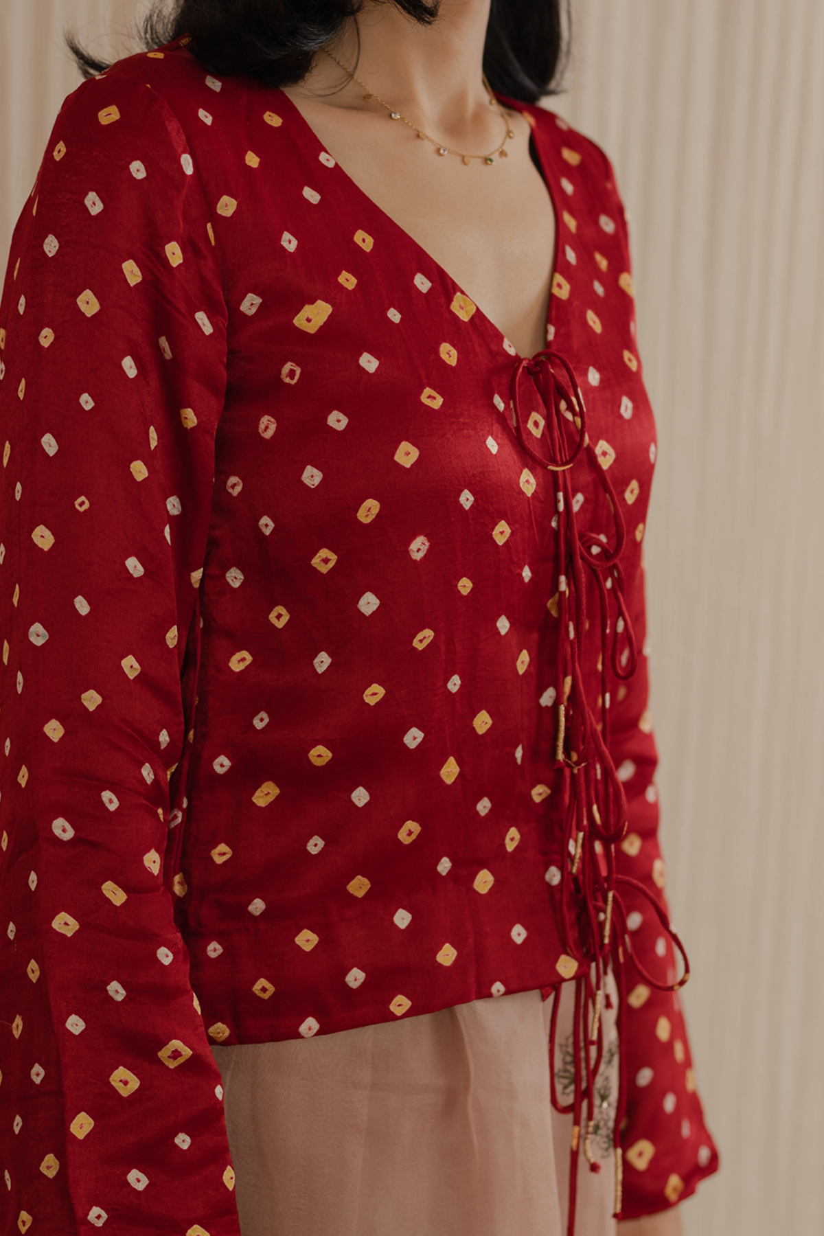 GARIMA BHADRA Red Bandhej Top - Image 3